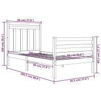 vidaXL Massivholzbett Schwarz 90x200 cm