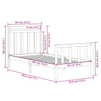 vidaXL Massivholzbett 90x190 cm 3FT Single