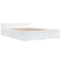 vidaXL Bett mit Schubladen Wei&szlig; 135x190 cm 4FT6 Double