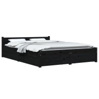 vidaXL Bett mit Schubladen Schwarz 135x190 cm 4FT6 Double