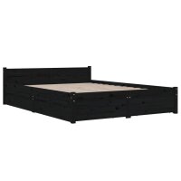 vidaXL Bett mit Schubladen Schwarz 135x190 cm 4FT6 Double