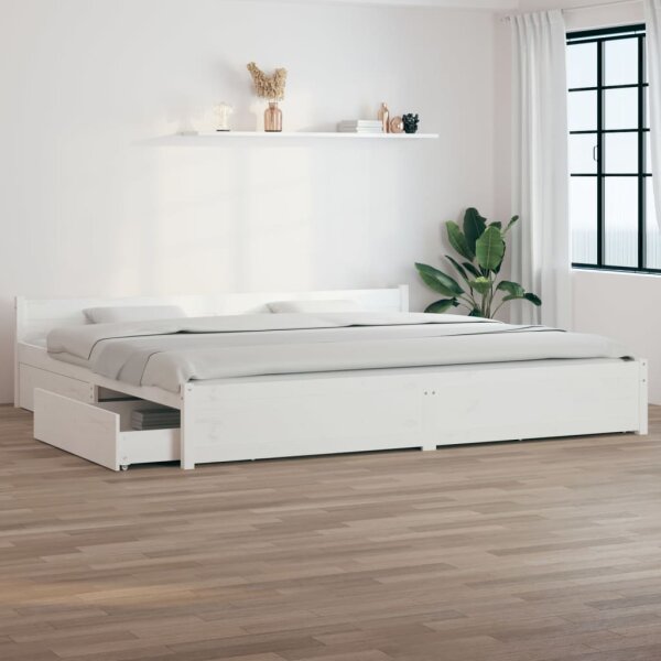 vidaXL Bett mit Schubladen Wei&szlig; 180x200 cm 6FT Super King