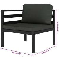 vidaXL 4-tlg. Garten-Lounge-Set mit Kissen Aluminium Anthrazit