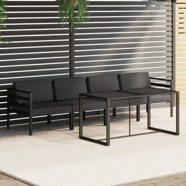 vidaXL 5-tlg. Garten-Lounge-Set mit Kissen Aluminium Anthrazit