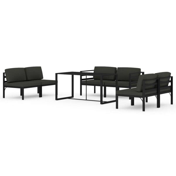 vidaXL 7-tlg. Garten-Lounge-Set mit Kissen Aluminium Anthrazit