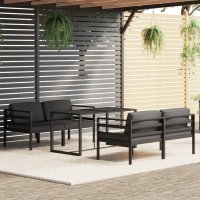 vidaXL 5-tlg. Garten-Lounge-Set mit Kissen Aluminium...