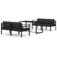 vidaXL 5-tlg. Garten-Lounge-Set mit Kissen Aluminium...