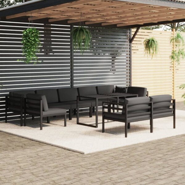 vidaXL 10-tlg. Garten-Lounge-Set mit Kissen Aluminium Anthrazit