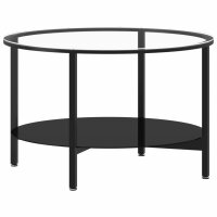 vidaXL Beistelltisch Schwarz und Transparent 70 cm Hartglas