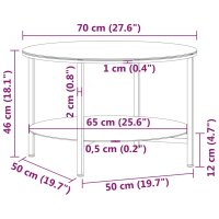 vidaXL Beistelltisch Schwarz und Wei&szlig;e Marmor-Optik 70 cm Hartglas