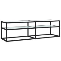 vidaXL TV-Schrank Wei&szlig; Marmor-Optik 140x40x40,5 cm Hartglas