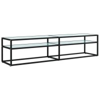 vidaXL TV-Schrank Wei&szlig; Marmor-Optik 180x40x40,5 cm Hartglas