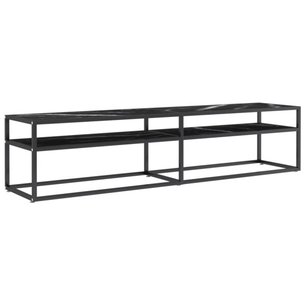 vidaXL TV-Schrank Schwarz Marmor-Optik 180x40x40,5 cm Hartglas