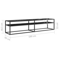 vidaXL TV-Schrank Schwarz Marmor-Optik 180x40x40,5 cm Hartglas