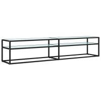 vidaXL TV-Schrank Wei&szlig; Marmor-Optik 200x40x40,5 cm Hartglas