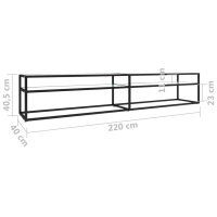 vidaXL TV-Schrank Wei&szlig; Marmor-Optik 220x40x40,5 cm Hartglas