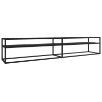 vidaXL TV-Schrank Schwarz Marmor-Optik 220x40x40,5 cm Hartglas