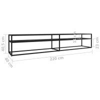 vidaXL TV-Schrank Schwarz Marmor-Optik 220x40x40,5 cm Hartglas