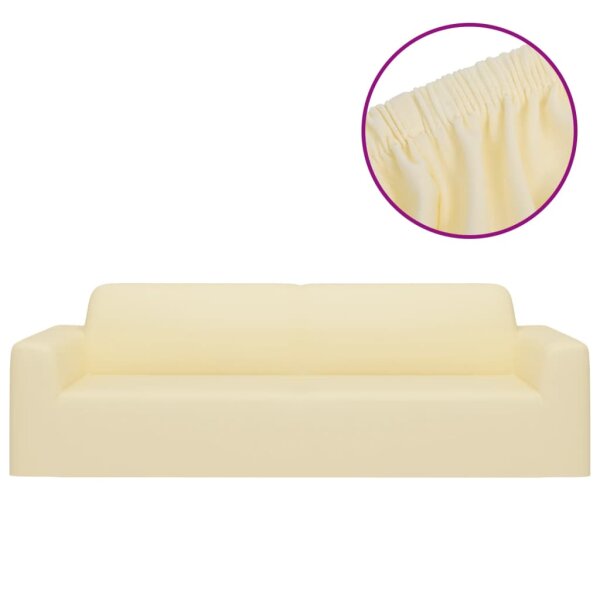 vidaXL Stretch Sofahusse 3-Sitzer Creme Polyester-Jersey