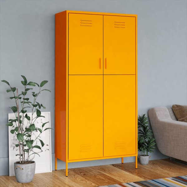 vidaXL Kleiderschrank Senfgelb 90x50x180 cm Stahl