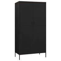 vidaXL Kleiderschrank Schwarz 90x50x180 cm Stahl