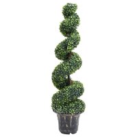 vidaXL K&uuml;nstlicher Buchsbaum mit Topf Spiralform Gr&uuml;n 117 cm