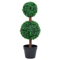 vidaXL K&uuml;nstlicher Buchsbaum mit Topf Kugelform Gr&uuml;n 60 cm
