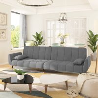 vidaXL Schlafsofa 2-Sitzer mit 2 Kissen Hellgrau Samt