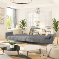 vidaXL Schlafsofa 2-Sitzer mit 2 Kissen Hellgrau Samt