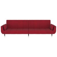 vidaXL Schlafsofa 2-Sitzer mit 2 Kissen Weinrot Samt