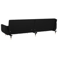 vidaXL Schlafsofa 2-Sitzer mit 2 Kissen Schwarz Samt