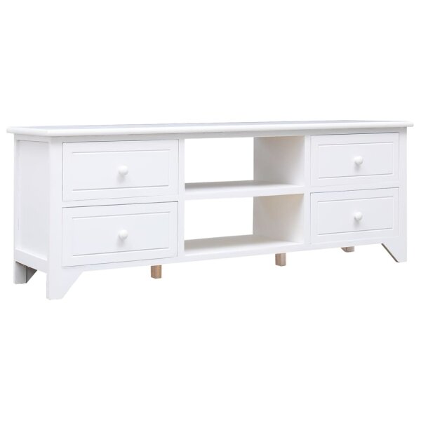 vidaXL TV-Schrank Wei&szlig; 108x30x40 cm Massivholz Paulownia