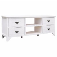 vidaXL TV-Schrank Antik-Wei&szlig; 108x30x40 cm Massivholz Paulownia