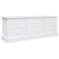 vidaXL TV-Schrank Wei&szlig; 108x30x40 cm Massivholz Paulownia