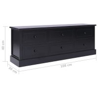 vidaXL TV-Schrank Schwarz 108x30x40 cm Massivholz Paulownia