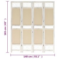 vidaXL 4-tlg. Raumteiler Creme 140x165 cm Stoff