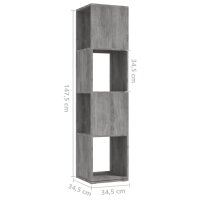 vidaXL Drehregal Betongrau 34,5x34,5x147,5 cm Holzwerkstoff