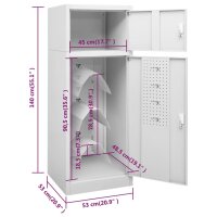 vidaXL Sattelschrank Hellgrau 53x53x140 cm Stahl