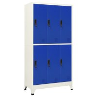 vidaXL Schließfachschrank Grau und Blau 90x45x180...