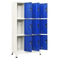 vidaXL Schlie&szlig;fachschrank Grau und Blau 90x45x180 cm Stahl