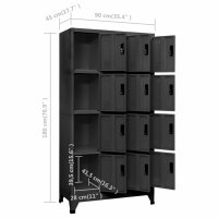 vidaXL Schlie&szlig;fachschrank Anthrazit 90x45x180 cm Stahl