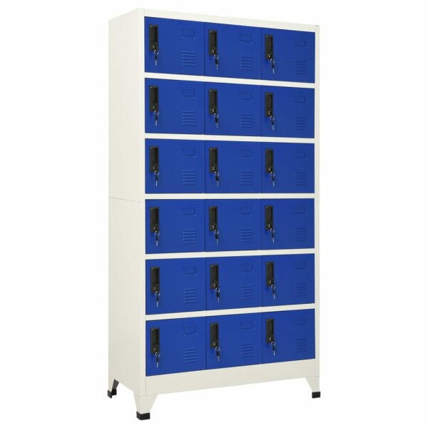 vidaXL Schlie&szlig;fachschrank Grau und Blau 90x40x180 cm Stahl