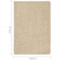 vidaXL Shaggy-Teppich Creme 120x170 cm Rutschfest