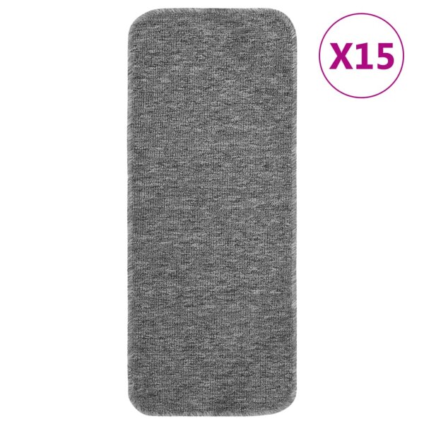 vidaXL Antirutsch Stufenmatten 15 Stk. 60x25 cm Grau Rechteckig