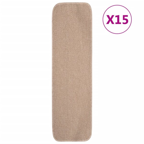 vidaXL Antirutsch Stufenmatten 15 Stk. 75x20 cm Beige Rechteckig