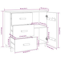 vidaXL Sideboard HAMAR Hellgrau 90x40x80 cm Massivholz Kiefer