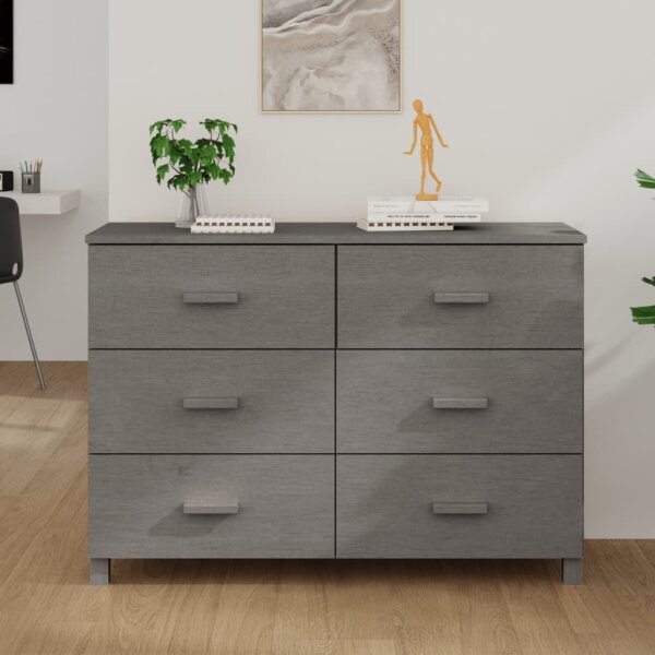 vidaXL Sideboard HAMAR Hellgrau 113x40x80 cm Massivholz Kiefer