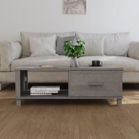 vidaXL Couchtisch HAMAR Hellgrau 100x55x35 cm Massivholz Kiefer