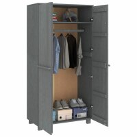 vidaXL Kleiderschrank Dunkelgrau 89x50x180 cm Massivholz Kiefer