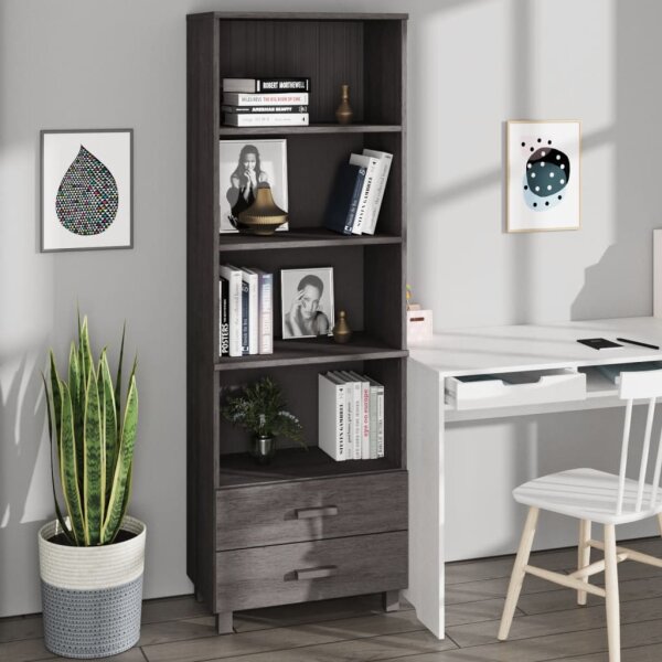 vidaXL Highboard HAMAR Hellgrau 60x35x180 cm Massivholz Kiefer